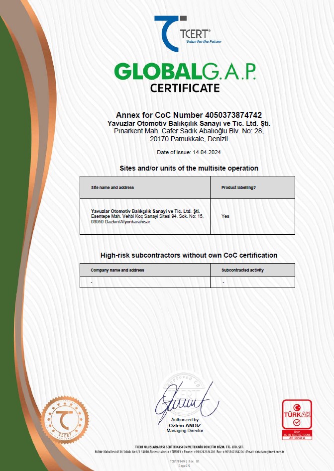 Yavuzlar Otomotiv Balıkçılık - TCERT_Yavuzlar_GLOBALG.A.P. CoC Certificate_2024